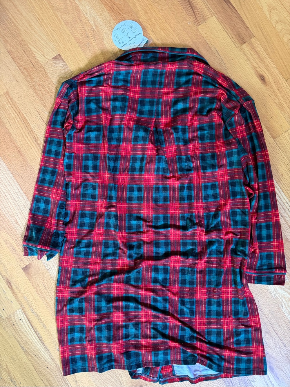 Little Sleepies NWT Red and Green Plaid Button-Front Sleep Shirt - Picture 3 of 3